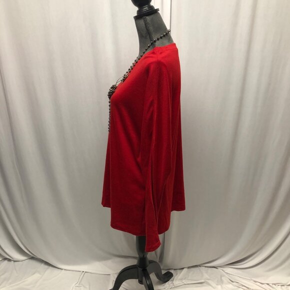 Red Long Sleeve Relaxed Fit Top Womens Size Medium Casual Comfy NEW - Picture 3 of 8